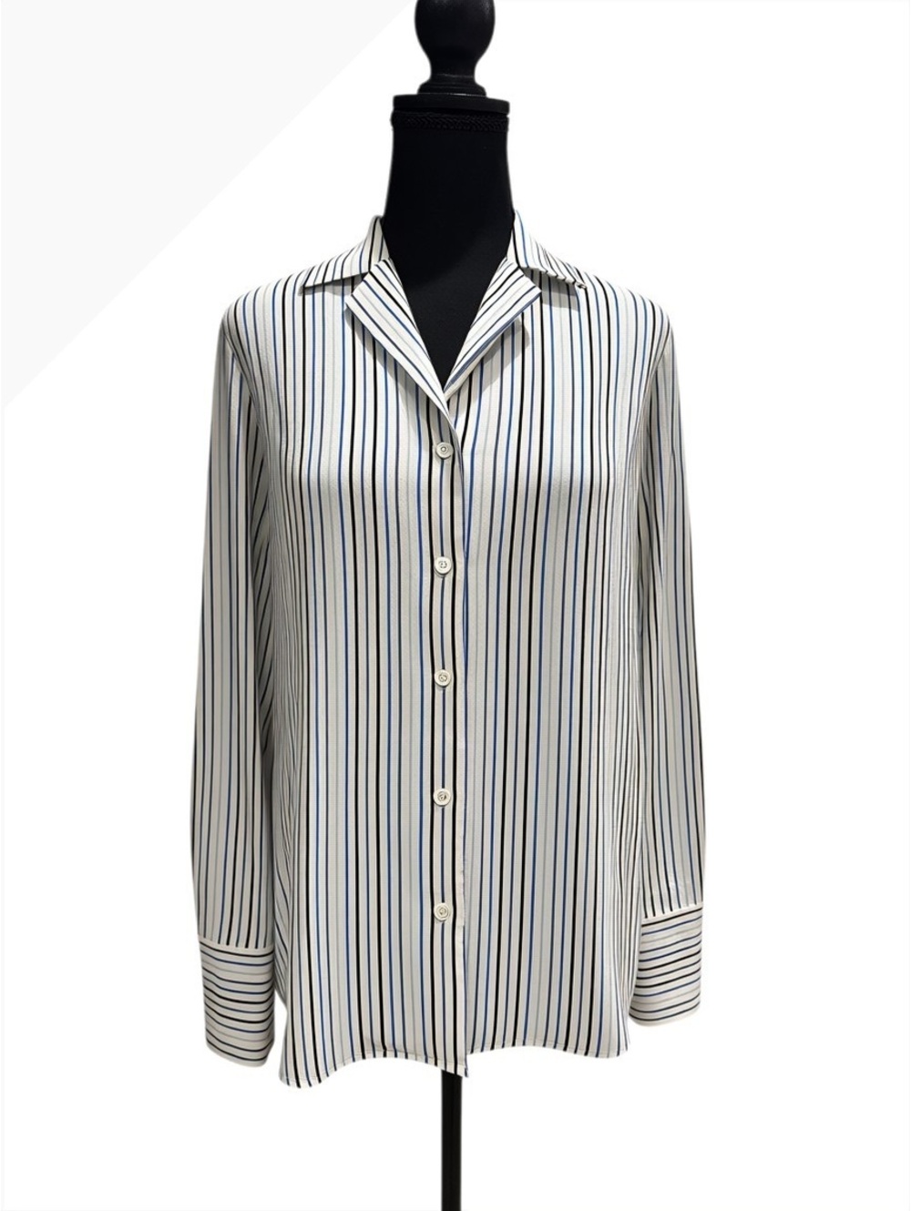 FRAME Coastal Blue Multi Silk Button-Up Shirt